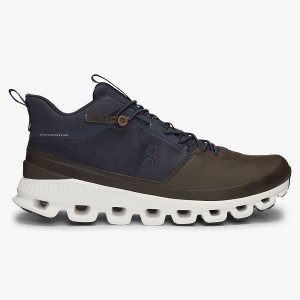 Men's On Running Cloud Hi Sneakers Navy / Brown | 3462987_MY
