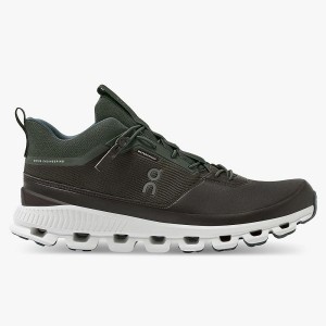 Men's On Running Cloud Hi Waterproof Sneakers Olive / Brown | 7582634_MY