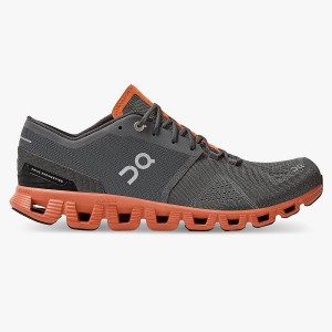 Men's On Running Cloud X 2 Road Running Shoes Grey / Orange | 5871239_MY