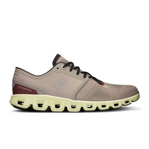 Men's On Running Cloud X 3 Road Running Shoes Beige | 2536790_MY