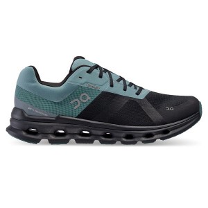 Men's On Running Cloudrunner Waterproof Road Running Shoes Black | 784631_MY