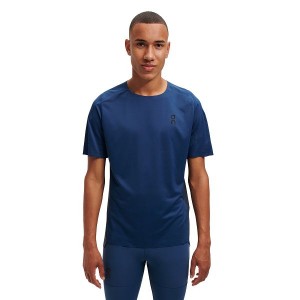 Men's On Running Performance-T 2 T Shirts Blue / Navy | 3927540_MY