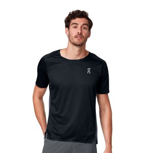 Men's On Running Performance-T 2 T Shirts Black / Grey | 278416_MY