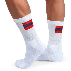 Men's On Running Tennis Socks White / Red | 9342157_MY