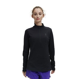 Women's On Running Climate Shirts Black | 6430975_MY