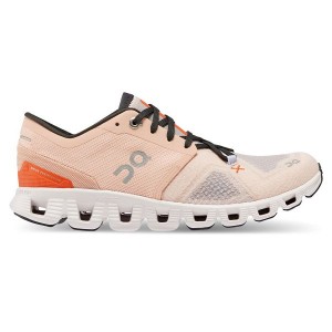 Women's On Running Cloud X 3 Road Running Shoes Rose | 5136092_MY