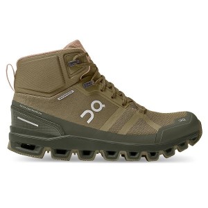 Women's On Running Cloudrock Waterproof Hiking Boots Olive | 2930147_MY