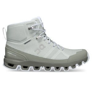 Women's On Running Cloudrock Waterproof Hiking Boots Grey / Green | 3508691_MY