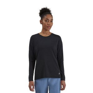 Women's On Running Comfort Long-T T Shirts Black | 9412635_MY