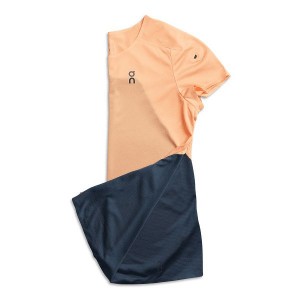 Women's On Running Performance-T 2 T Shirts Coral / Navy | 3095768_MY