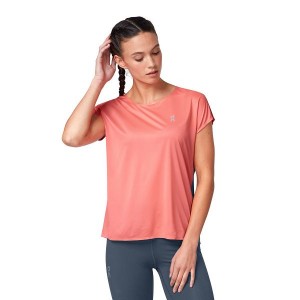 Women's On Running Performance-T 3 T Shirts Coral | 6170423_MY