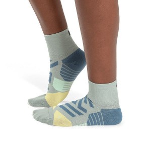 Women's On Running Performance Mid Socks Blue / Green | 8027536_MY