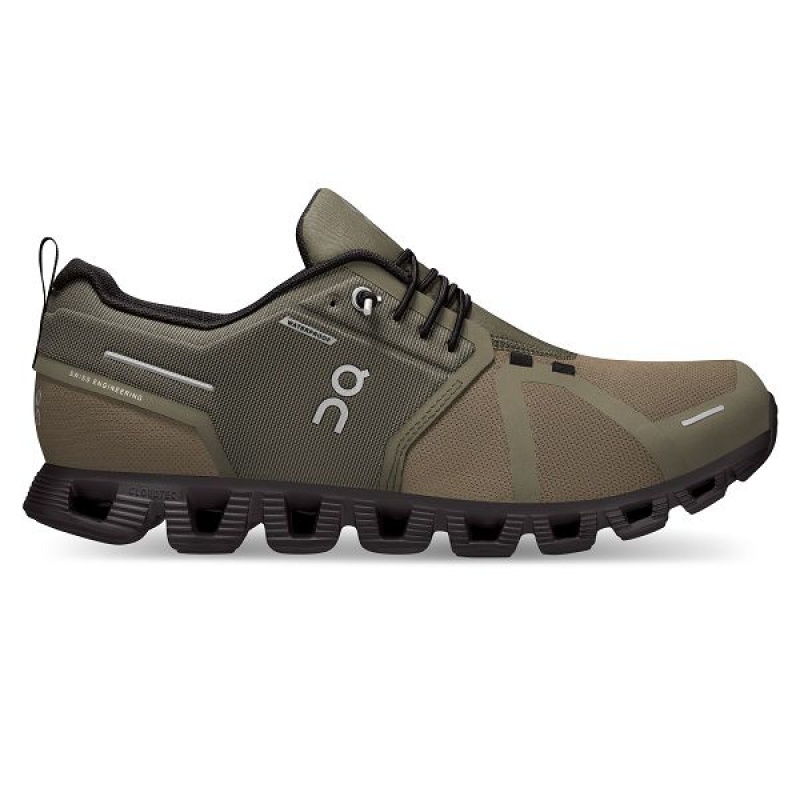 Men\'s On Running Cloud 5 Waterproof Sneakers Olive / Black | 7465830_MY