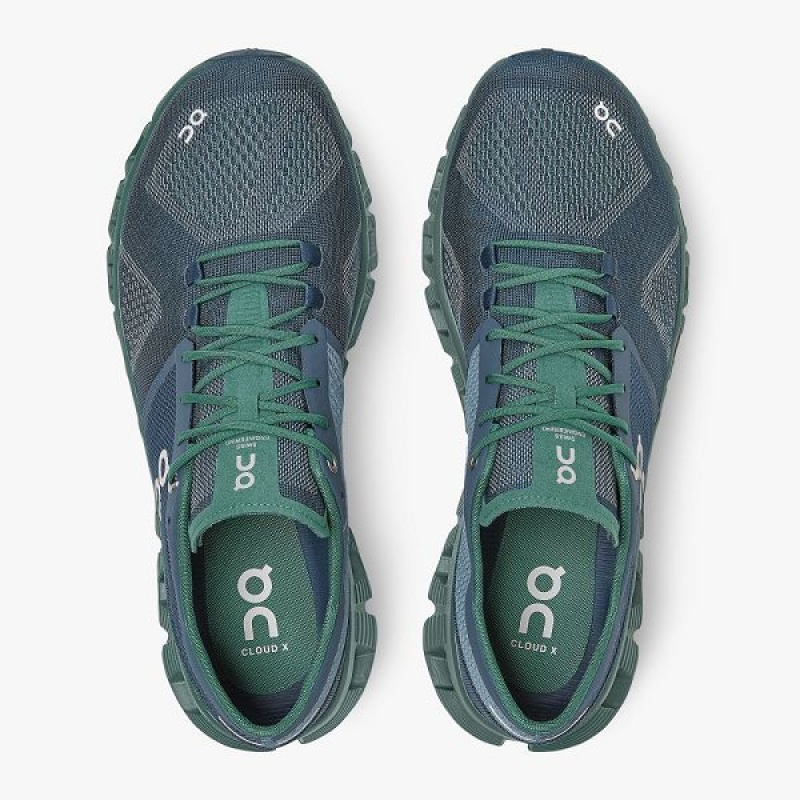 Men's On Running Cloud X 2 Road Running Shoes Blue / Green | 5834176_MY
