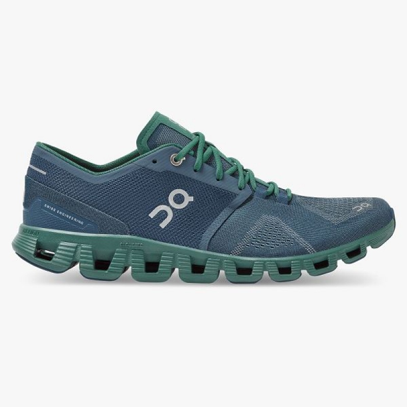 Men\'s On Running Cloud X 2 Road Running Shoes Blue / Green | 5834176_MY
