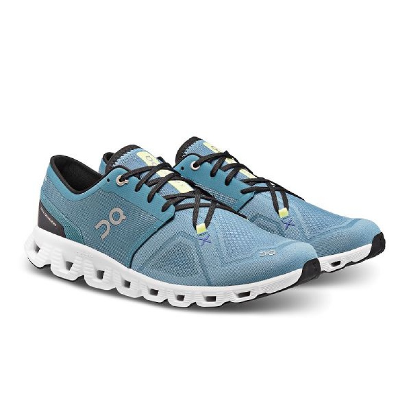Men's On Running Cloud X 3 Road Running Shoes Blue / White | 1486523_MY