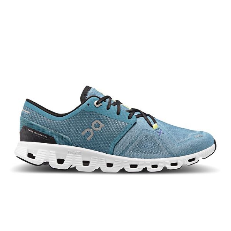 Men\'s On Running Cloud X 3 Road Running Shoes Blue / White | 1486523_MY