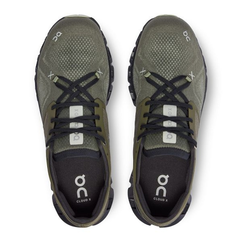 Men's On Running Cloud X 3 Road Running Shoes Olive | 4291375_MY