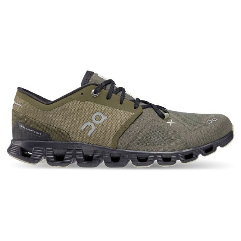Men\'s On Running Cloud X 3 Road Running Shoes Olive | 4291375_MY