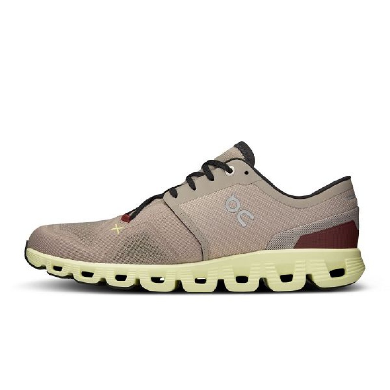 Men's On Running Cloud X 3 Road Running Shoes Beige | 2536790_MY