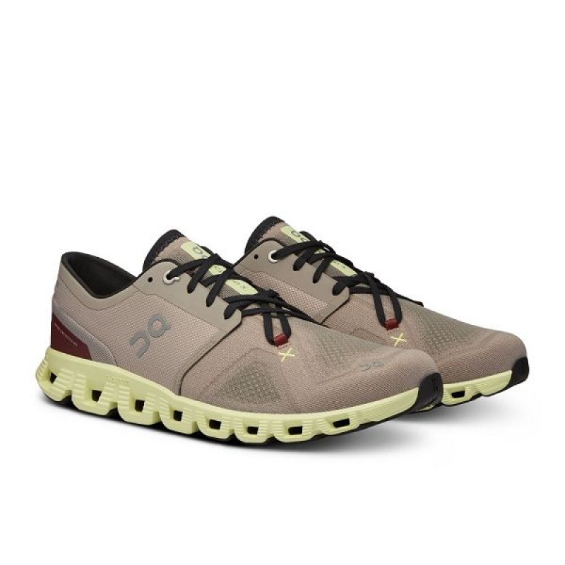 Men's On Running Cloud X 3 Road Running Shoes Beige | 2536790_MY