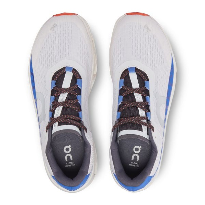 Men's On Running Cloudmonster Road Running Shoes White / Blue | 6519402_MY