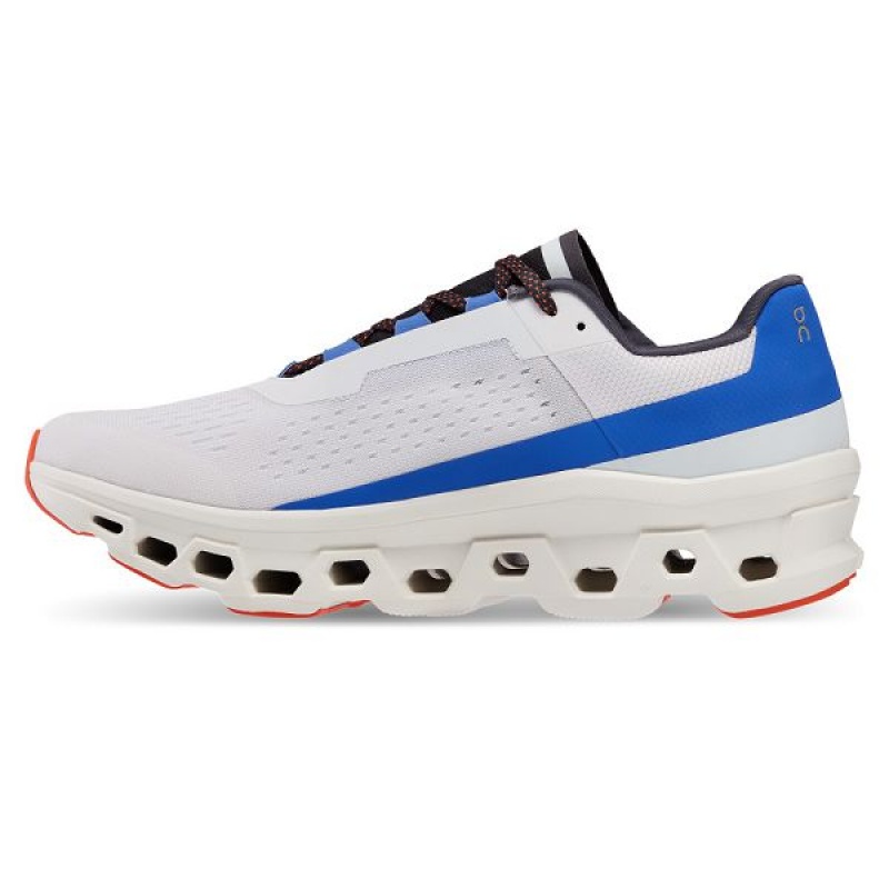 Men's On Running Cloudmonster Road Running Shoes White / Blue | 6519402_MY