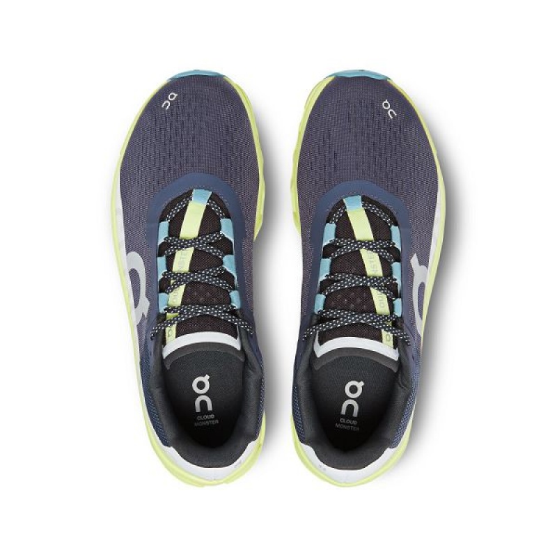 Men's On Running Cloudmonster Road Running Shoes Navy / green | 6059873_MY