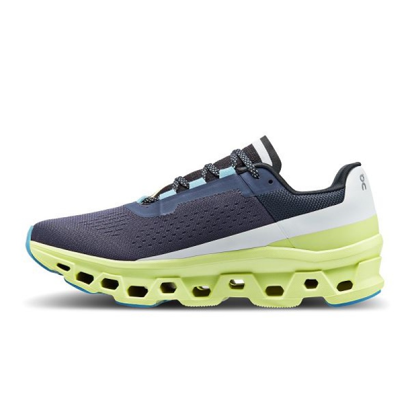 Men's On Running Cloudmonster Road Running Shoes Navy / green | 6059873_MY