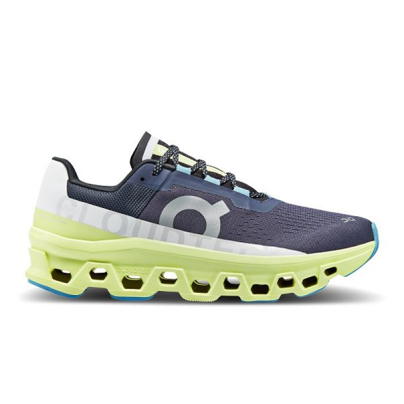 Men\'s On Running Cloudmonster Road Running Shoes Navy / green | 6059873_MY