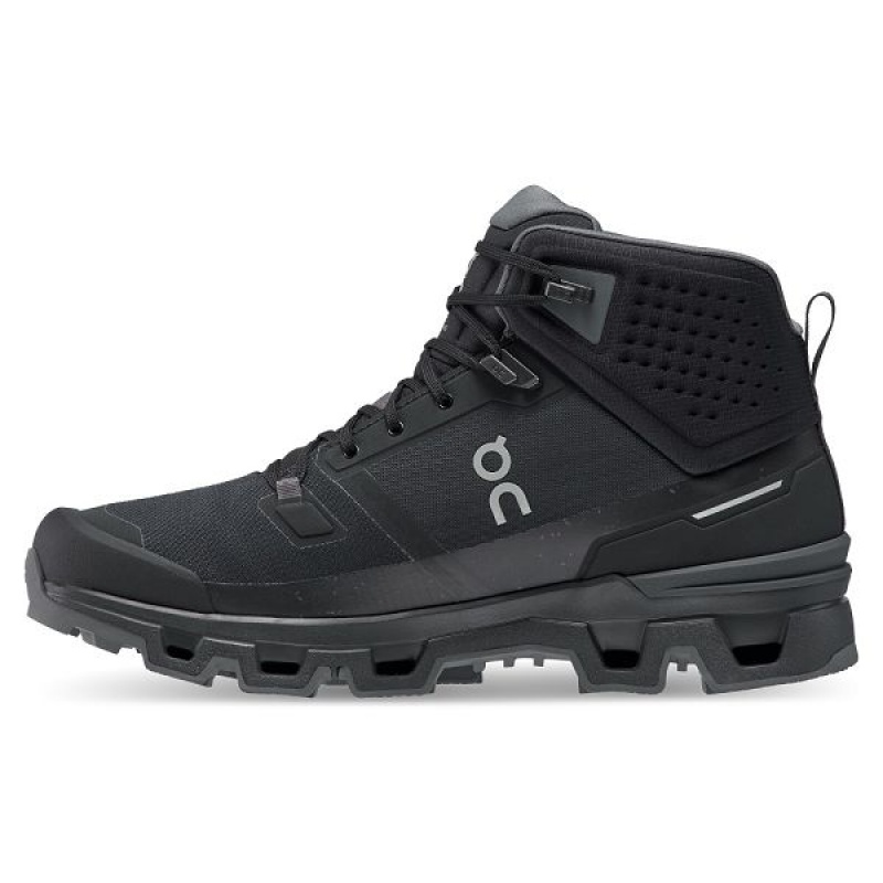 Men's On Running Cloudrock 2 Waterproof Hiking Boots Black | 8072695_MY