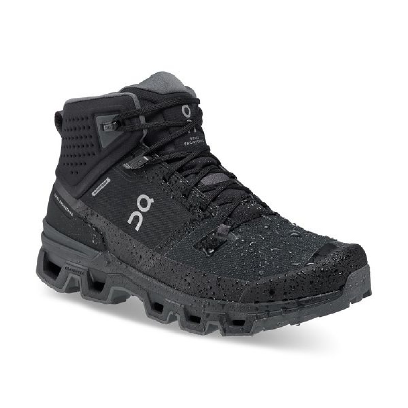 Men's On Running Cloudrock 2 Waterproof Hiking Boots Black | 8072695_MY