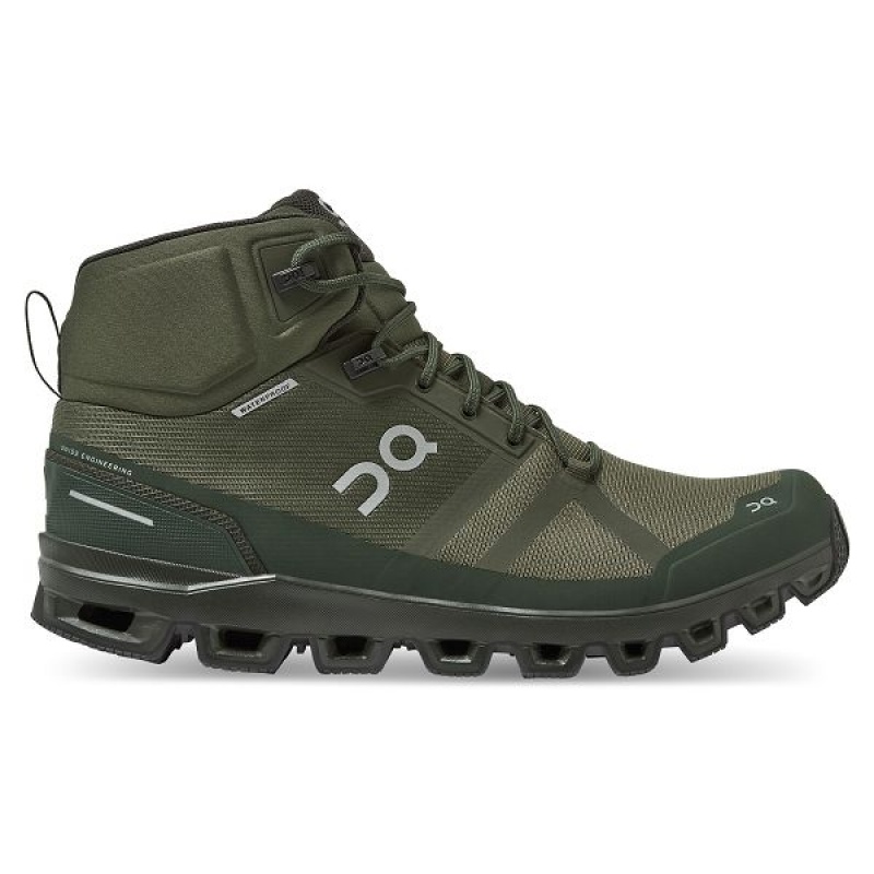 Men\'s On Running Cloudrock Waterproof Hiking Boots Olive | 8065974_MY