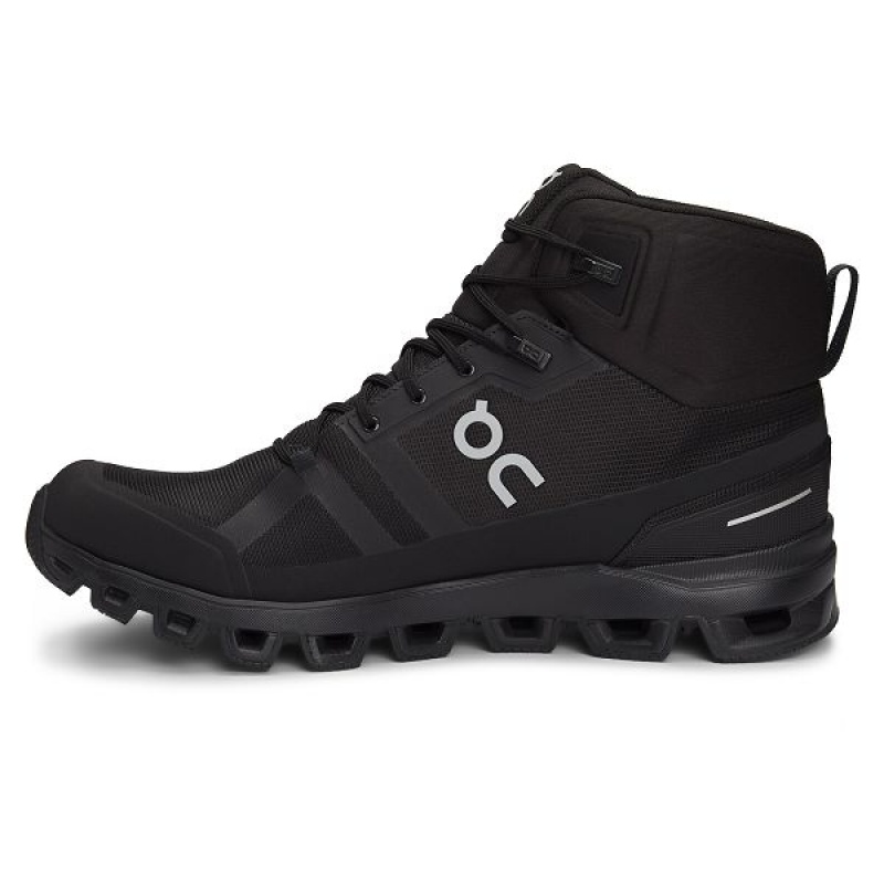 Men's On Running Cloudrock Waterproof Hiking Boots Black | 4297058_MY