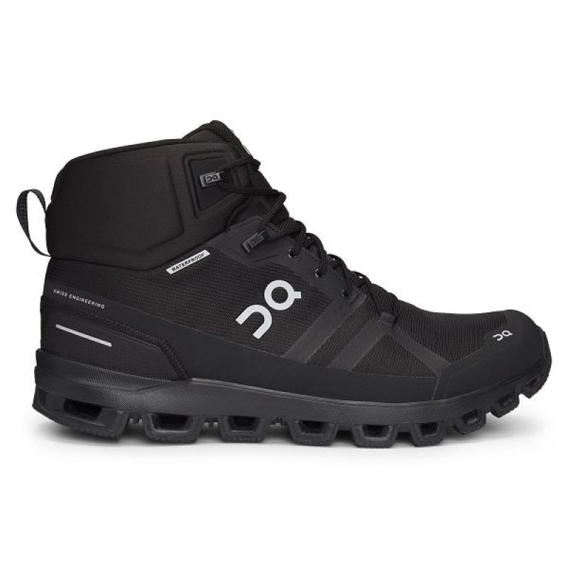 Men\'s On Running Cloudrock Waterproof Hiking Boots Black | 4297058_MY