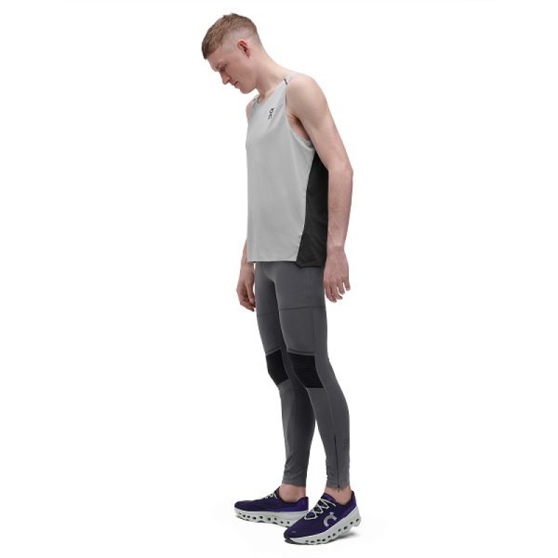 Men's On Running Long 2 Tights Grey / Black | 1295340_MY