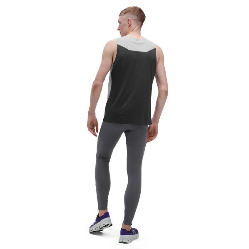 Men's On Running Long 2 Tights Grey / Black | 1295340_MY