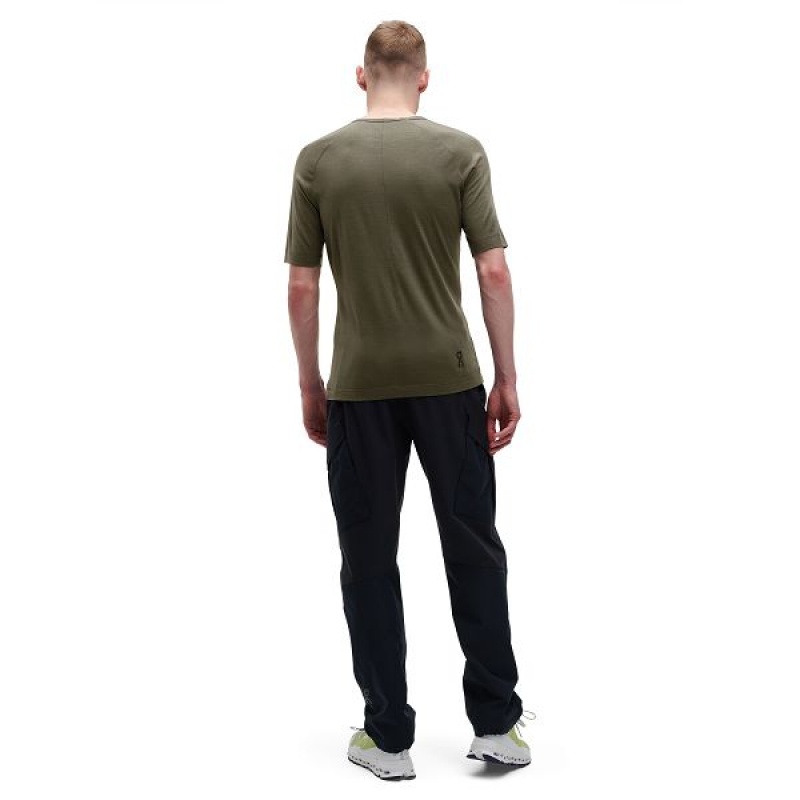 Men's On Running Merino-T T Shirts Olive | 1928703_MY