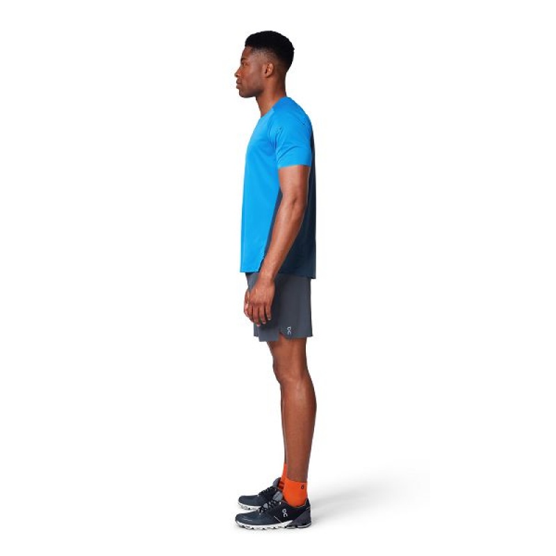 Men's On Running Performance-T 2 T Shirts Blue / Navy | 4782315_MY