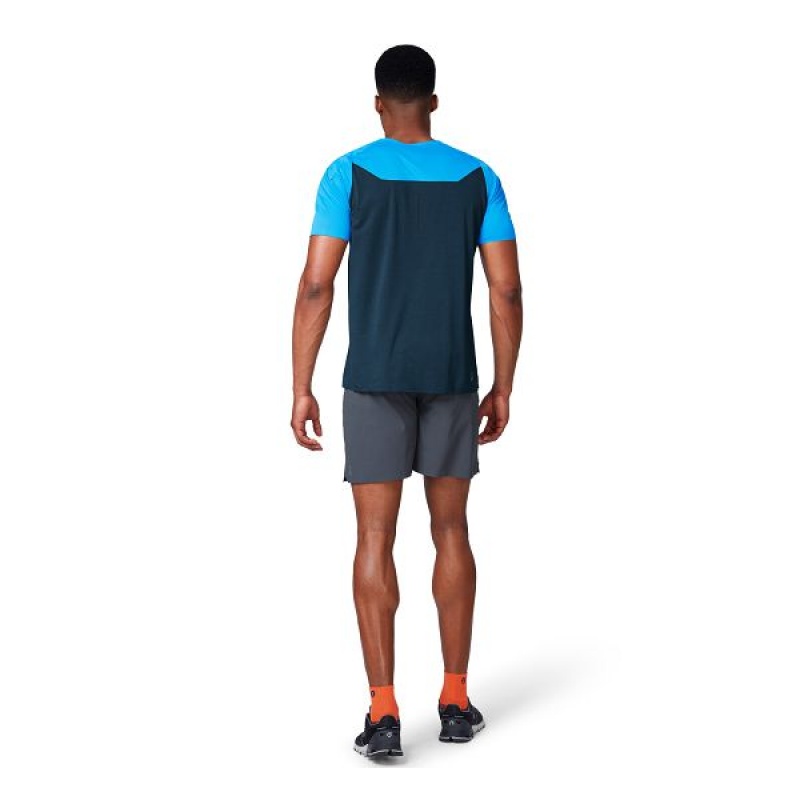 Men's On Running Performance-T 2 T Shirts Blue / Navy | 4782315_MY