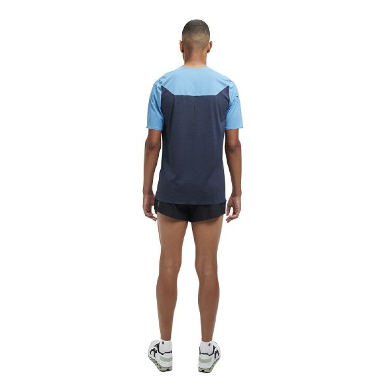 Men's On Running Performance-T 2 T Shirts Blue / Navy | 8453627_MY