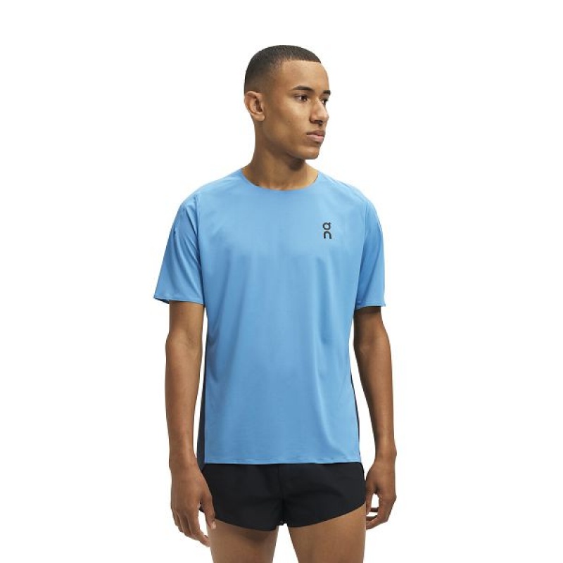 Men\'s On Running Performance-T 2 T Shirts Blue / Navy | 8453627_MY
