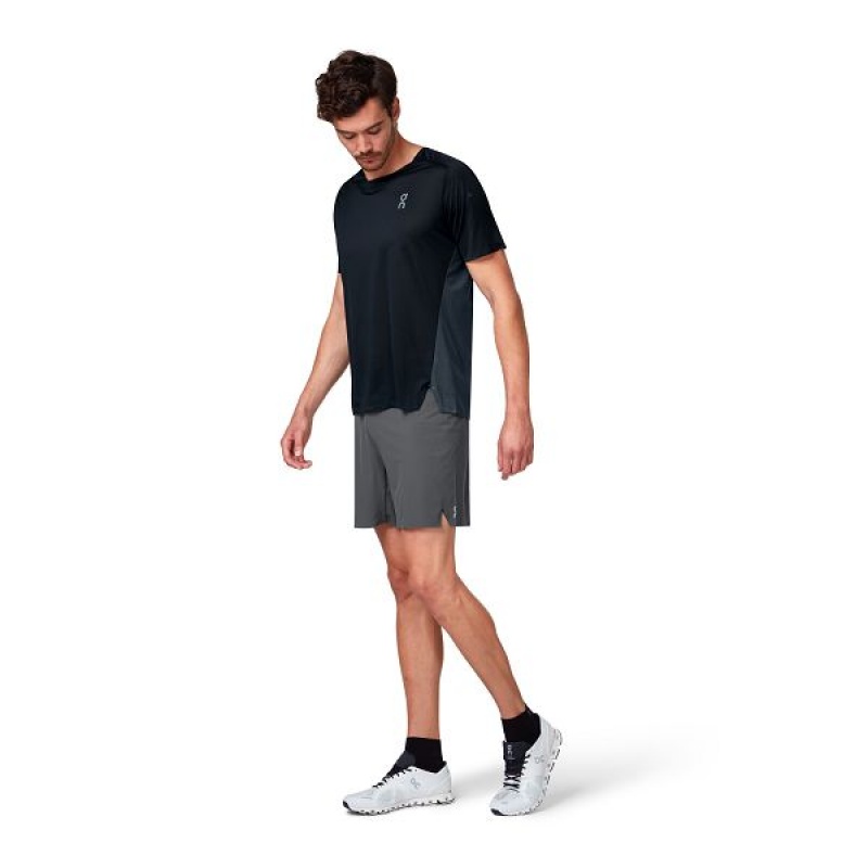 Men's On Running Performance-T 2 T Shirts Black / Grey | 278416_MY
