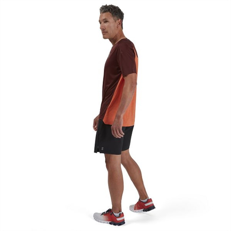 Men's On Running Performance-T 2 T Shirts Burgundy / Brown | 7691842_MY