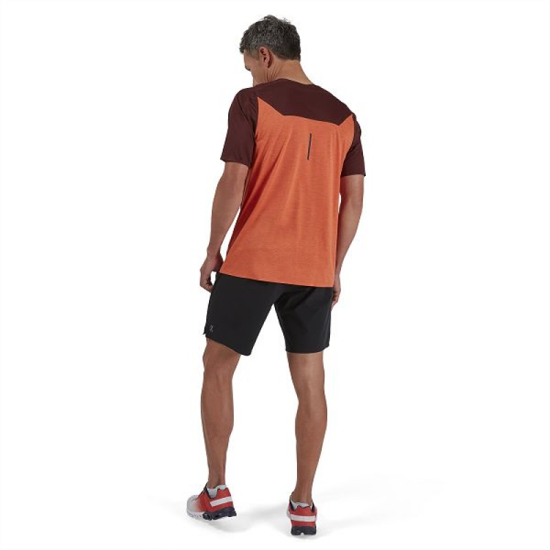 Men's On Running Performance-T 2 T Shirts Burgundy / Brown | 7691842_MY