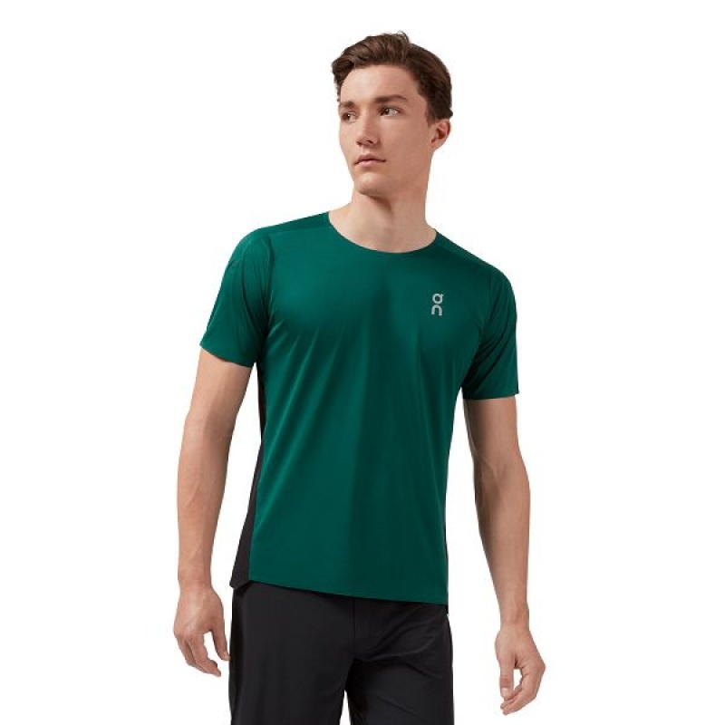 Men\'s On Running Performance-T 4 T Shirts Green / Black | 9502814_MY
