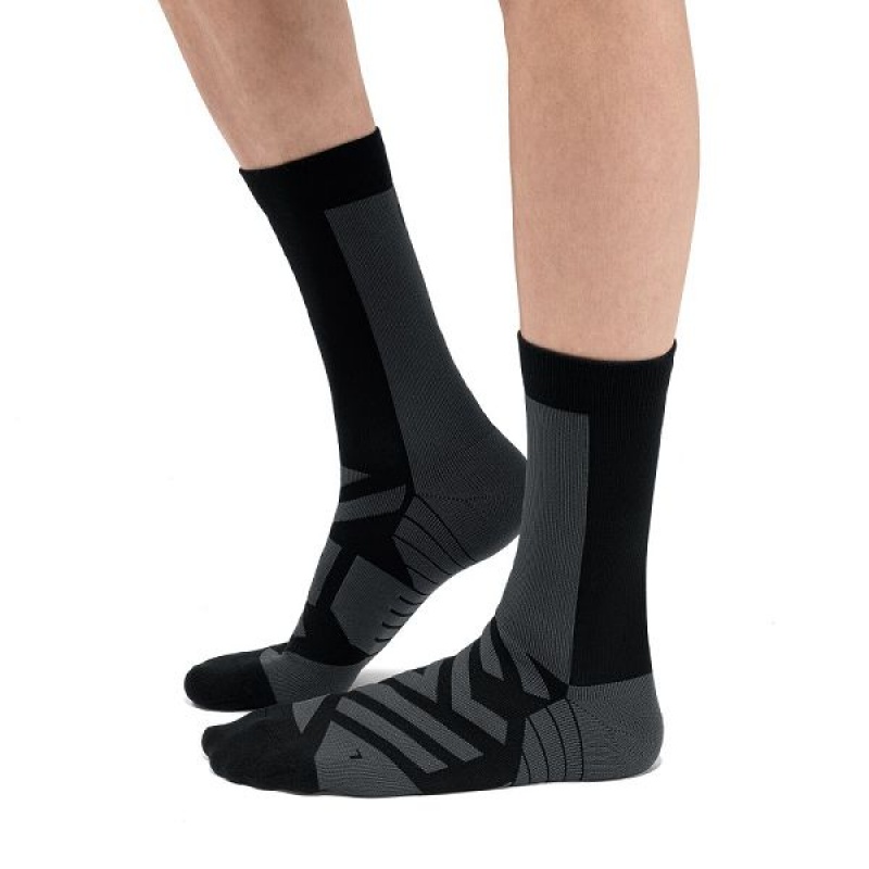 Men\'s On Running Performance High Socks Black / Grey | 1740569_MY