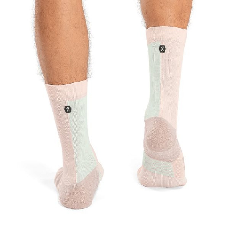 Men's On Running Performance High Socks Pink / Green | 5607832_MY