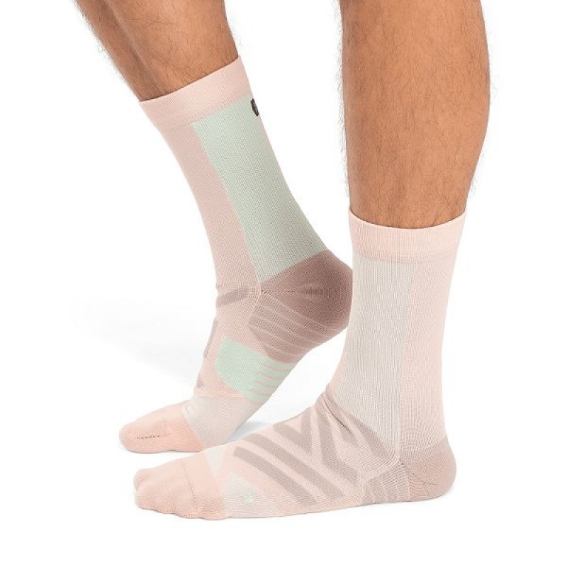 Men\'s On Running Performance High Socks Pink / Green | 5607832_MY