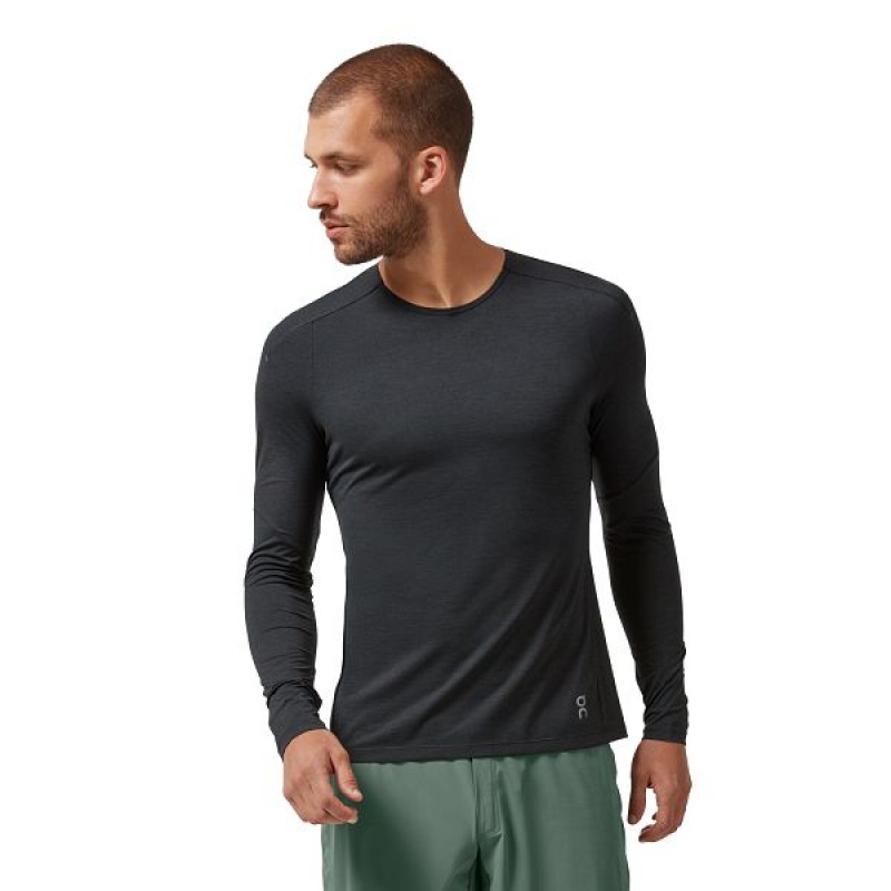 Men\'s On Running Performance Long-T T Shirts Black | 3208176_MY